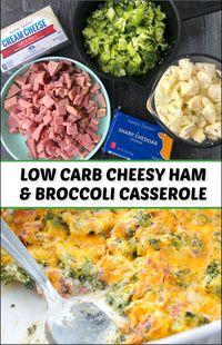 This keto ham and broccoli casserole is an easy and delicious recipe to make with leftover ham. Only 5 ingredients needed to make this cheesy low carb casserole and each serving has 5.1g net carbs.