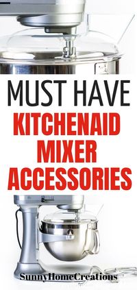 The Kitchen Aid mixer appliance is one of the must have kitchen gadget and gizmos. These mixer attachments and accessories are perfect for a variety of uses and to help you make using your kitchen aid easier. Also great gift ideas for the baker or cook in your family. #kitchenaid #kitchengadget #kitchen