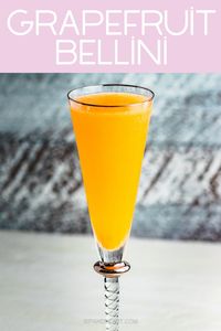 Bellini cocktail with a twist.  The grapefruit rose vodka adds a delightful spin to the classic brunch drink. #drinks #bellini #cocktails