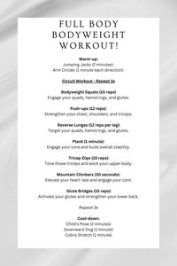 No gym, no problem! Dive into this full-body bodyweight workout designed for at-home fitness. Strengthen major muscle groups, boost metabolism, and feel invigorated without any equipment. Perfect for all fitness levels! 🏋️‍♀️✨ #HomeWorkout #BodyweightFitness #FitnessJourney