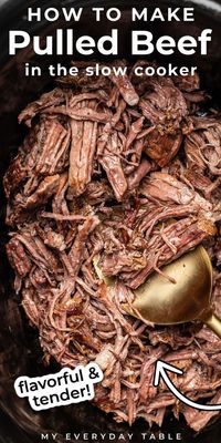 See how easy it is to make pulled beef in the slow cooker! It takes just 10 minutes to prep and after slow cooking, you’ll be left with flavorful, tender, and totally delicious shredded beef. You have so many options for turning this beef into multiple meals. It’s a great recipe to make ahead for busy weekdays or use for meal prep!