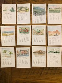 Excited to share this item from my #etsy shop: 2022 Desk Calendar original watercolor