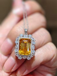 ★ Item Details * Material : 925 Sterling Silver With White Gold Plating * Center Gemstone : Natural Citrine, Big * Center Gemstone Size : 10*14 mm * Sterling Silver Chain Included ✔ Shipped to the Worldwide with free shipping ✔ The product will be sent to you in a jewelry box to avoid any damage during shipping