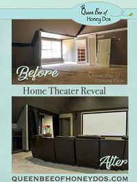 Home Theater Reveal - See this home renovation, from attic space to home theater room!