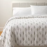 Full/queen Lofty Cotton Slub Wood Block Floral Quilt White - Threshold™ Designed With Studio Mcgee : Target