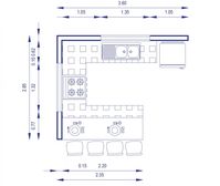 Plan of kitchen detail with appliances 2d view autocad file