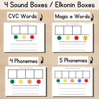 Get four pages of sound boxes (Elkonin boxes) with writing lines to help students practice word mapping. It comes with printable graphemes to make this a multi-sensory activity to use all year long with tons of phonics skills.  Orthographic mapping is essential for storing words in the brain until they become automatically recognized, or 'sight words.' Lots of practice is required for this to occur, and this resource is perfect for practicing with your students! This Orton-Gillingham/Science of