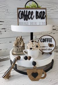 Coffee Tiered Tray Decor Coffee Bar Coffee Bean Bag - Etsy