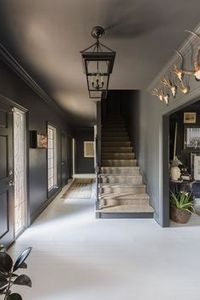 dark walls, mouldings, ceiling all painted the same color | modern farmhouse