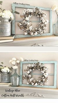 I want !!Rustic farmhouse window wreath frame! home decorating insp ..