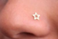 Gold Star Nose Ring Piercing Jewelry at MyBodiArt