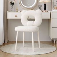 Classy white plastic and metal upholstered vanity stool with back, suitable for women aged 35-40 Accent Stools