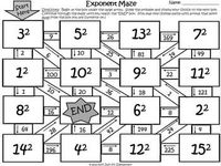 Exponents: Maze Activity by Fun's Not Just for Elementary | Teachers Pay Teachers