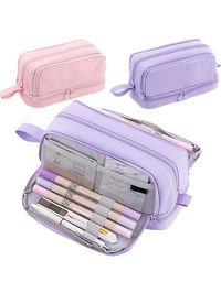 WARNING: CHOKING HAZARD-Small parts, not for children under 3 yrs.Large Pencil Case High Capacity Holder Box Storage Bag Desk Organizer Marker Pouch Pen For Middle School Office College Adult Girl And Boy Multicolor    Polyester     Filing Products, size features are:Bust: ,Length: ,Sleeve Length: