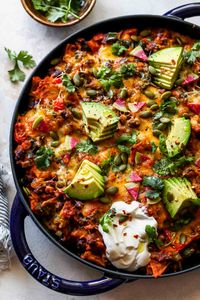 Skillet Poblano and Pumpkin Enchiladas - Dishing Out Health