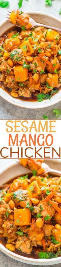 One-Skillet Sesame Mango Chicken - Averie Cooks