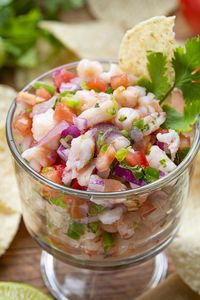 Shrimp Ceviche is a chilled, refreshing dip that is loaded with shrimp, lime juice, and lots of fresh vegetables. Appetizer, Cold Appetizer, Ceviche, Shrimp, Shrimp recipes, recipes, i am homesteader, iamhomesteader