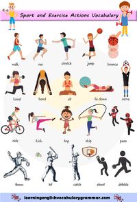 Sport and exercise actions verbs vocabulary list