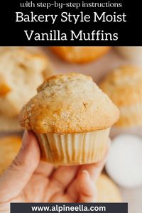 These are the best vanilla muffins. They're made without a mixer and use oil, making them extra soft and moist. You can make them in just 1 bowl and they have sky-high bakery style muffin tops!