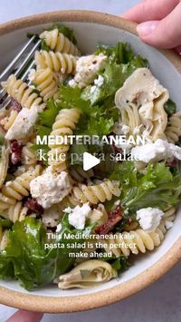 🍋Alex Aldeborgh, MS, RDN on Instagram: "New recipe ✨ Mediterranean kale pasta salad! The best make ahead recipe for warmer weather. 

Kale is actually the ideal green to add to your pasta salads. It doesn’t get soggy once you add the dressing!

Get the recipe for this pasta salad on my blog, clickable link in bio @daisybeet —> https://www.daisybeet.com/quick-healthy-mediterranean-kale-pasta-salad/"