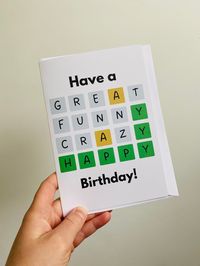 FREE DELIVERY (Delivery of printed items available to the UK only) ⭐️ Personalised WORDLE birthday Card ⭐️ Card details: - Designed and Printed in the UK on white FSC® certified 250gsm card - 5x7 Size Folded Card 105mm x 148mm (comes with a envelope)  - Blank inside for you to write your own message ------------------------------------------------------------------------  ✨ Thank you for shopping with HMSTICKERS4EVERY1 ! ✨ Back to the shop: https://www.etsy.com/uk/shop/HMStickers4every1 LET'S ST