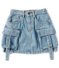 From Chelsea & Violet girls, this skirt features:Denim fabricationFront button/zip closureCargo pocketsMini lengthCotton blendMachine wash/tumble dryImported.