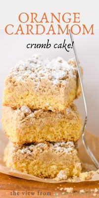 My orange cardamom crumb cake is a New York style coffee cake bursting with fresh orange flavor and piled high with lightly spiced crumbs. Breakfast doesn't get any better.