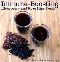 Immune-Boosting Elderberry and Rose Hips Tonic // deliciousobsessions.com