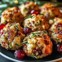 Enjoy this simple and delicious cranberry turkey stuffing balls recipe, perfect for holiday gatherings.