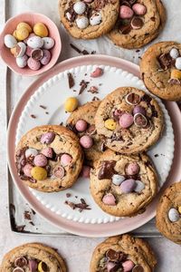 Soft, chewy light brown sugar cookies stuffed with the best Easter chocolates, Cadbury’s Mini Eggs. These are a fun and delicious way to use leftover Easter chocolates. By Emma Duckworth Bakes