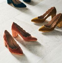 Anthropologie Scalloped Velvet Heels | Fall Fashion