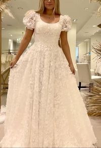 A Line Long Lace Prom Dress Wedding Dress Unique Bridal Gown fg7211 – formalgowns