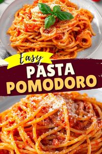 Dinner doesn't get much simpler than this pasta pomodoro! The simple combo of spaghetti and a light tomato sauce makes the perfect meal.