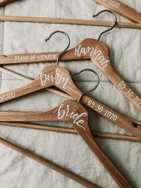 Personalized wooden hangers are great bridesmaid gifts, bridesmaid proposal, maid of honor proposal, and are perfect for hanging bridesmaid robes or dresses on the wedding day