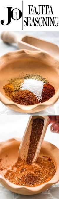 This Fajita Seasoning is incredibly simple, ready in no time and made from basic pantry ingredients that you can pronounce. Perfect for fajitas, tacos, soups and sauces! #fajitaseasoning #spice #fajitas