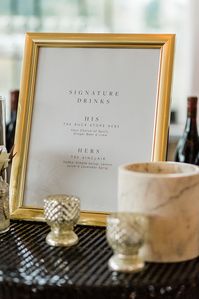 Modern Gold Frame Signature Cocktail Drink Menu | Wedding Bar Sign