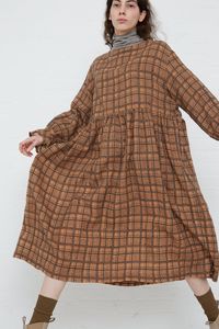 Ichi Antiquités - Woven Wool Check Dress in Terracotta – Oroboro Store