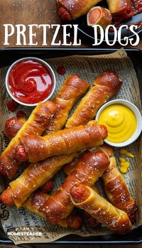 Pretzel Dogs are juicy sausage franks wrapped in pizza dough, then given a classic pretzel twist with a baking soda bath before being sprinkled with salt and baked to golden brown. It is a delicious appetizer or meal that both kids and adults will love! And, you can also make these in an air fryer.