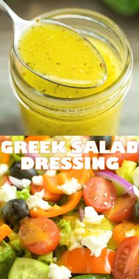 Greek Salad Dressing – a wonderful addition to any salad. Made with simple ingredients, this dressing is tasty and easy to make! FOLLOW Cooktoria for more deliciousness! #greek #salad #dressing #easyrecipe #diy #recipeoftheday