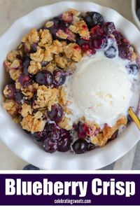 Sweet and juicy blueberries topped with a buttery brown sugar crumble. This delicious summer dessert comes together in minutes.