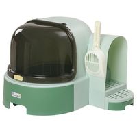 PawHut Covered Litter Box, Easy to Clean Open Including and Openable Front Cover & Litter Scoop, Green