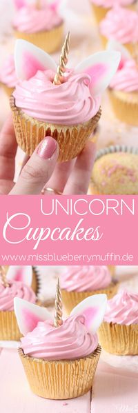 Zauberhafte Einhorn Cupcakes mit Marshmallow-Creme // Cute Unicorn Cupcakes with Seven Minute Frosting ♥