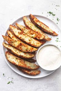 Baked Garlic Parmesan Potato Wedges - Creme De La Crumb