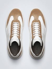 Beige and ivory white suede and calf leather sneakers | Brioni® GB Official Store