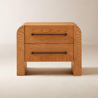 Sutton 2-Drawer White Oak Wood Nightstand + Reviews | CB2