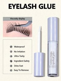 1pc 5ml Waterproof & Sweat-proof False Eyelash Glue For Long-lasting Hold White    PE  Eyelash Applicators   Beauty Tools, size features are:Bust: ,Length: ,Sleeve Length: