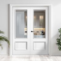 Murcia White Primed Internal Door Pair - Clear Glass