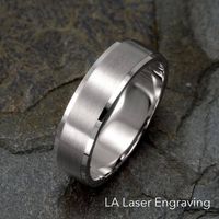 Brushed Wedding Ring, 14K Solid White Gold Wedding Band, Mens Wedding Ring, White Gold Band, Mens Gift, Anniversary Ring, Custom Engraving Ring Width: 6mm Gold Weight: 6.7g. 14k Gold US Ring Size: 4 4 5 5.5 6 6.5 7 7.5 8 8.5 9 9.5 10 10.25 10.5 10.75 11 11.5 12 12.5 13 13.5 14 14.5 15 15.5 16 Optional : 14k 18K White, Yellow, Rose Gold and Platinum. Free Laser Engraving : ^^ How to order your Custom Engraving ^^ 1. Choose the ring Size 2. Choose the Font Name 3. Send Message with the text what y