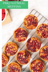 The classic combination of peanut better and jelly shines in these delicious oatmeal muffins. They are a great make ahead option for breakfast! Enjoy!