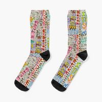 "Cloudy Day Doodles" socks by Ray Dust. World Depression, scribble, insane, I sane, random words and sayings printed on many products in my Redbubble shop.